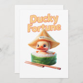 Ducky Fortunes - Kawaii Duckling Uitnodiging (Voorkant / Achterkant)