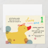 Ducky - gele verjaardagsuitnodigingen Kaart (Voorkant / Achterkant)