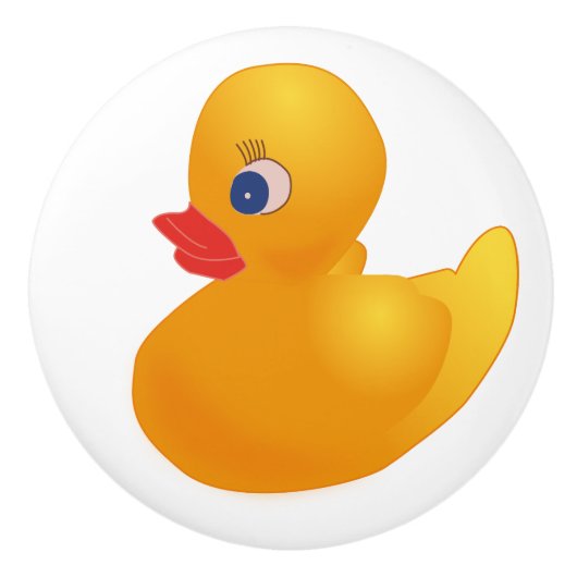 Ducky Gele wasbak Kop Kop uit rubber Keramische Knop (Voorkant)