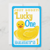 Ducky Lucky One eerste verjaardag uitnodiging (Voorkant)
