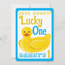 Ducky Lucky One eerste verjaardag uitnodiging