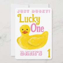 Ducky Lucky One eerste verjaardag uitnodiging