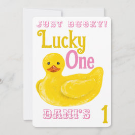 Ducky Lucky One eerste verjaardag uitnodiging