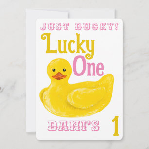 Ducky Lucky One eerste verjaardag uitnodiging
