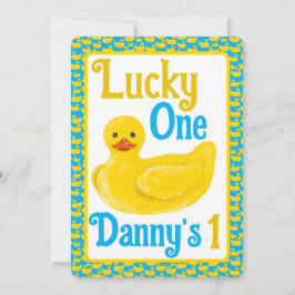 Ducky Lucky One eerste verjaardag uitnodiging