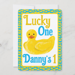 Ducky Lucky One eerste verjaardag uitnodiging
