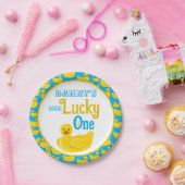 Ducky Lucky One eerste verjaardag uitnodiging Papieren Bordje (Feest)