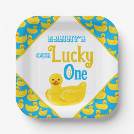 Ducky Lucky One eerste verjaardag uitnodiging Papieren Bordje
