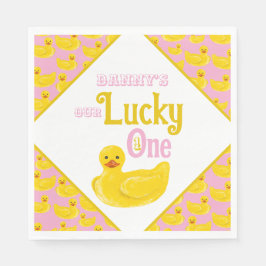 Ducky Lucky One eerste verjaardag uitnodiging Servet