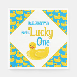 Ducky Lucky One eerste verjaardag uitnodiging Servet