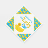 Ducky Lucky One eerste verjaardag uitnodiging Servet (Hoek)