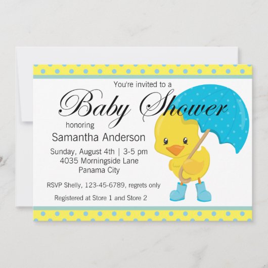 Ducky met Baby shower van de Umbrella Kaart (Voorkant)