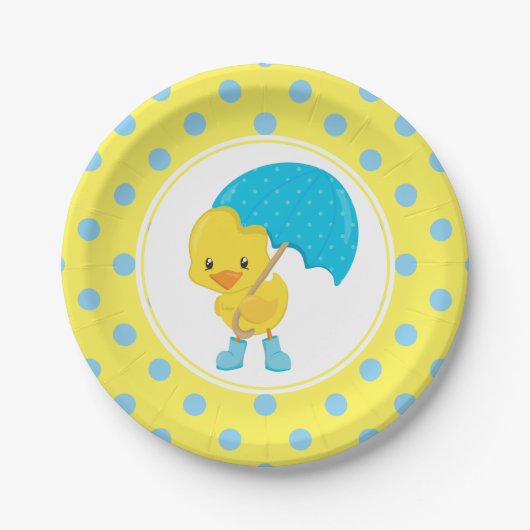 Ducky met Baby shower van de Umbrella Papieren Bordje (Voorkant)