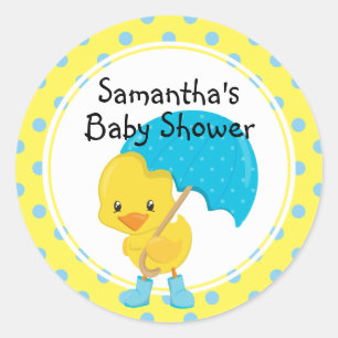 Ducky met Baby shower van de Umbrella Ronde Sticker