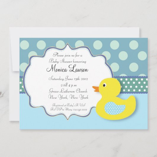 Ducky Modern Baby shower Invitation Kaart (Voorkant)
