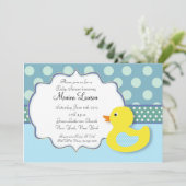 Ducky Modern Baby shower Invitation Kaart (Staand voorkant)