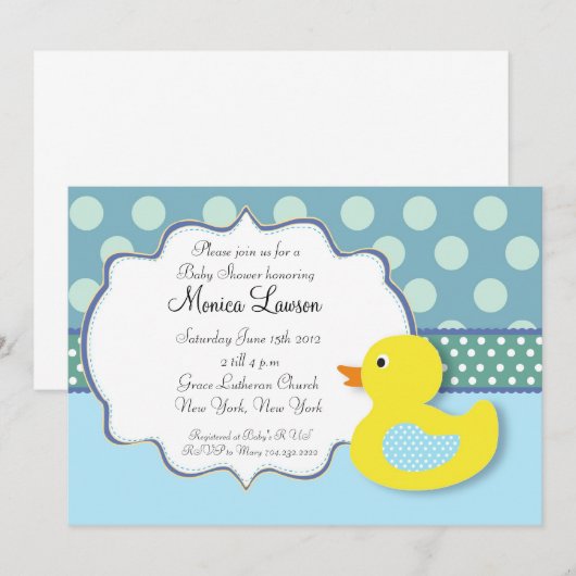 Ducky Modern Baby shower Invitation Kaart (Voorkant / Achterkant)