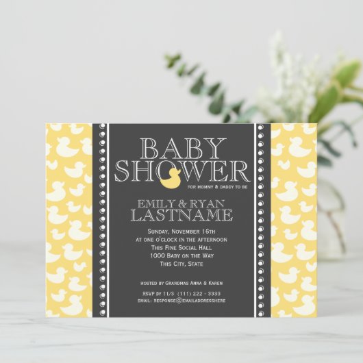 Ducky Pattern-Baby shower Kaart (Staand voorkant)