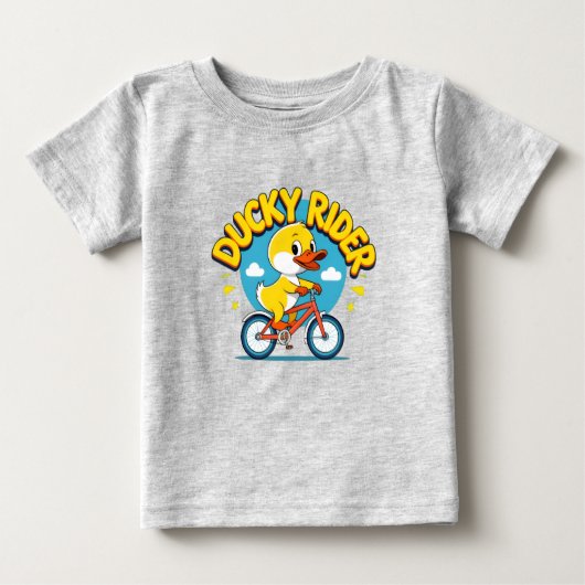 Ducky Rider Schattige Cartoon Fiets T-shirt (Voorkant)