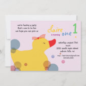 Ducky - roze verjaardagsuitnodigingen Kaart (Voorkant)