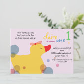 Ducky - roze verjaardagsuitnodigingen Kaart (Staand voorkant)
