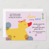 Ducky - roze verjaardagsuitnodigingen Kaart (Voorkant / Achterkant)