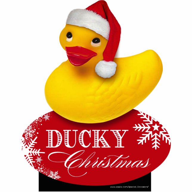 Ducky Santa Rubber Duck Staand Fotobeeldje (Voorkant)