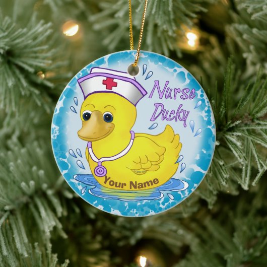 Ducky schattige verpleegster keramisch ornament (Boom)