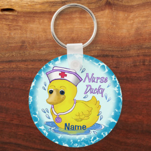 Ducky schattige verpleegster sleutelhanger