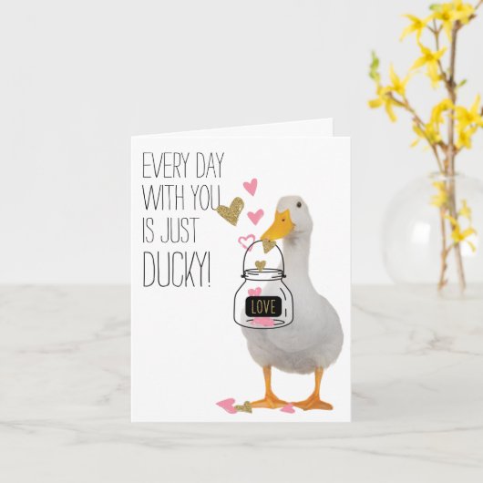 Ducky Valentijn Kaart (Gele Bloem)