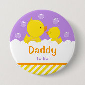Ducky Yellow and Paars Dad to be Ronde Button 7,6 Cm (Voorkant)