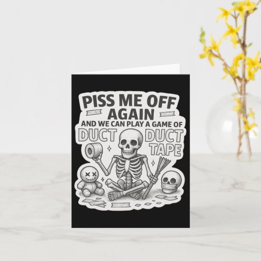 Duct Duct Tape Skelet Grappig Sarcastisch Hallowee Kaart (Gele Bloem)