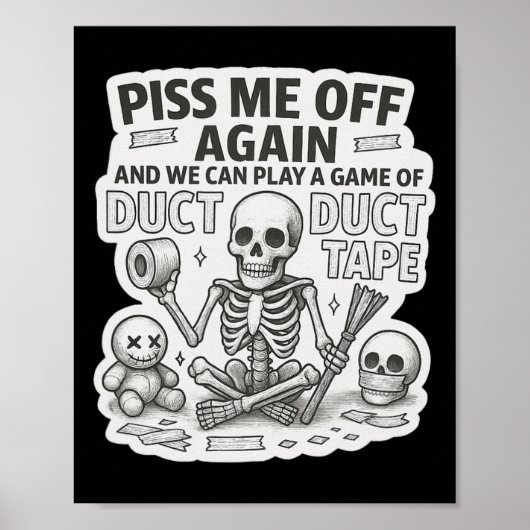 Duct Duct Tape Skelet Grappig Sarcastisch Hallowee Poster (Voorkant)