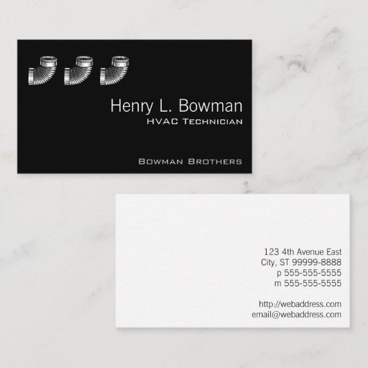 Duct Elbow Visitekaartje (Voorkant / Achterkant)