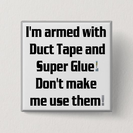 Duct tape en superslet vierkante button 5,1 cm (Voorkant)