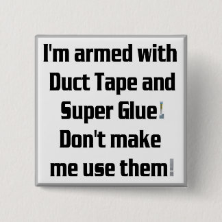 Duct tape en superslet vierkante button 5,1 cm