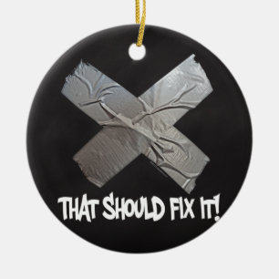 Duct-tape moet worden gefixeerd keramisch ornament