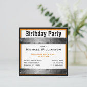 Duct Tape Square Mannen Oranje Birthday Invitation Kaart (Staand voorkant)