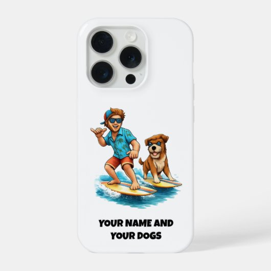 Dude and His Dog Surfing FUN Phone Sticker iPhone Hoesje (Achterkant)