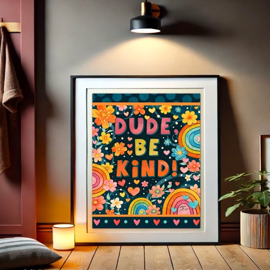 Dude Be Kind Kindness Inspiring Poster