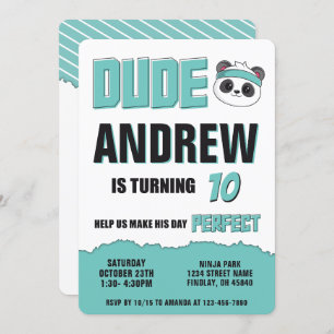 Dude Blauwgroen en Black Panda Verjaardagsfeest Kaart