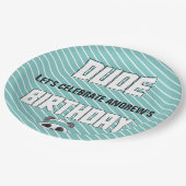 Dude Blauwgroen en Black Panda Verjaardagsfeest Papieren Bordje (Gekanteld)