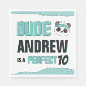 Dude Blauwgroen en Black Panda Verjaardagsfeest Servet (Voorkant)