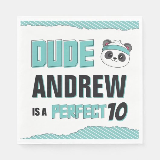 Dude Blauwgroen en Black Panda Verjaardagsfeest Servet (Voorkant)