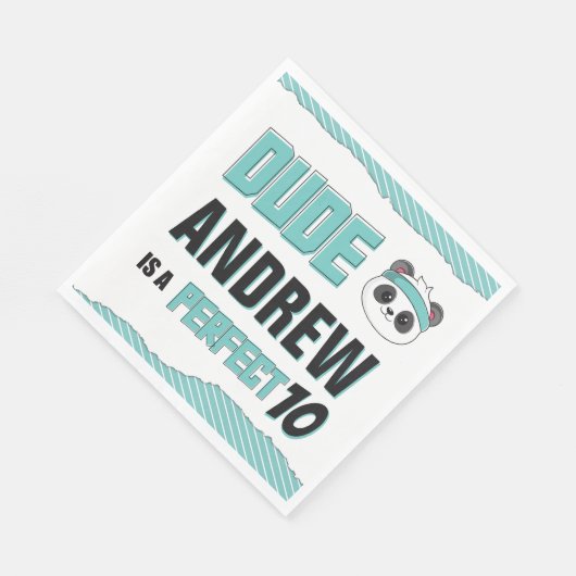 Dude Blauwgroen en Black Panda Verjaardagsfeest Servet (Hoek)