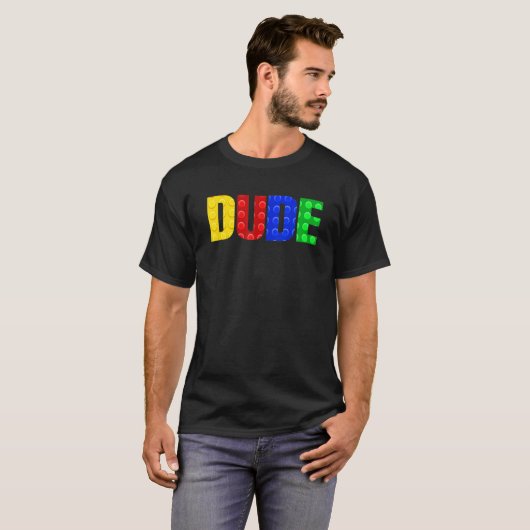 Dude Brick Builder Kinder blokset Brick Dude T-shirt (Voorkant volledig)