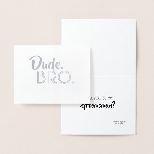 Dude Bro - Grappig Groomsman Bro Voorstel Folie Kaarten (Display)