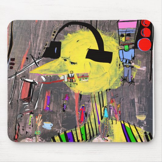 DUDE MET HEADPHONES mousepad Muismat (Voorkant)