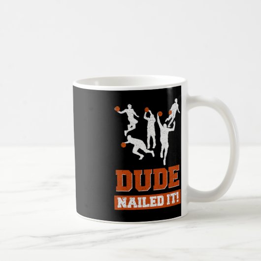 Dude Nailed It Basketbal Liefhebbers Spelen Bal Gi Koffiemok (Rechts)