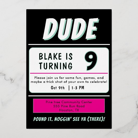 Dude Perfect Inspired Birthday Invitation Folie Uitnodiging (Voorkant)